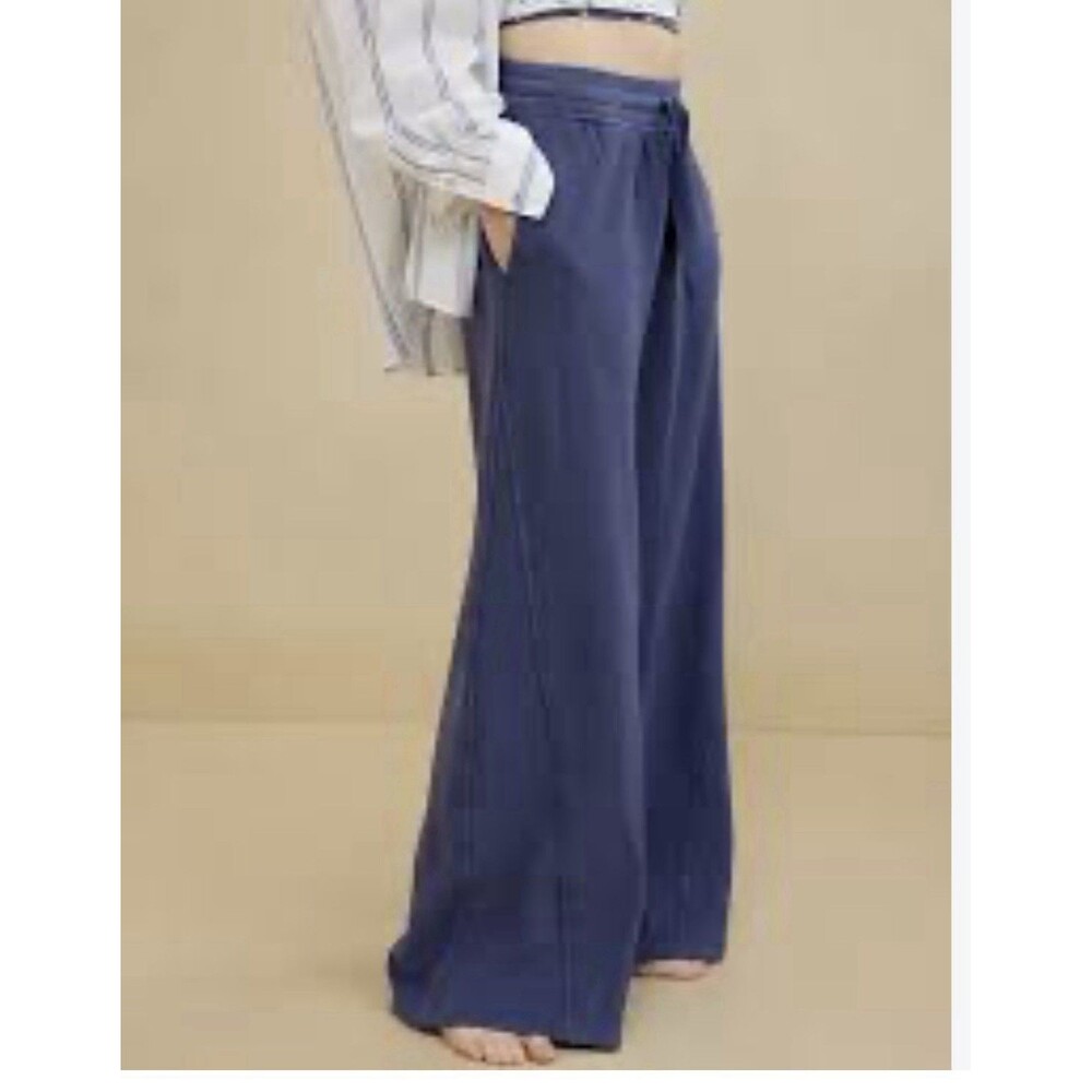 Viral Aerie Soft Landing Trouser Smoked Gray Wide-Leg Pants Womens M Short